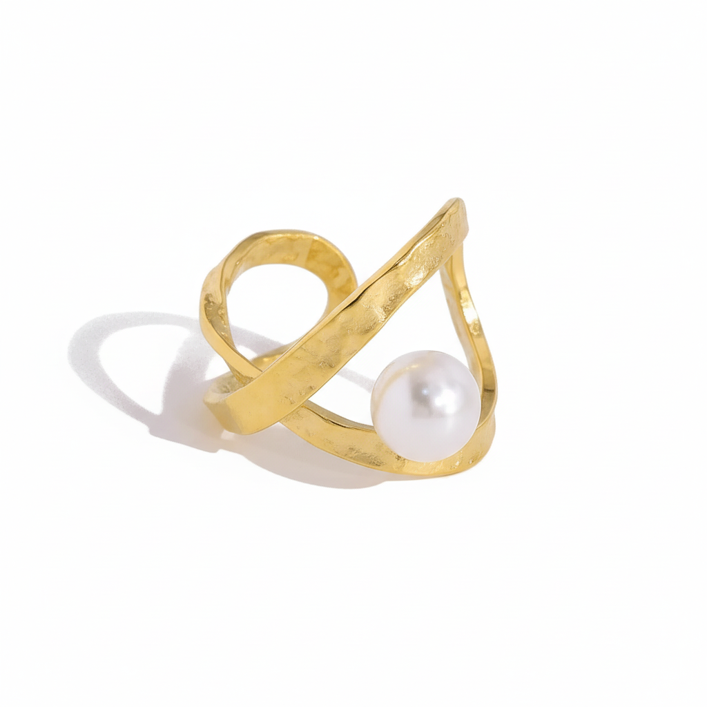 Bague plaqué or perle