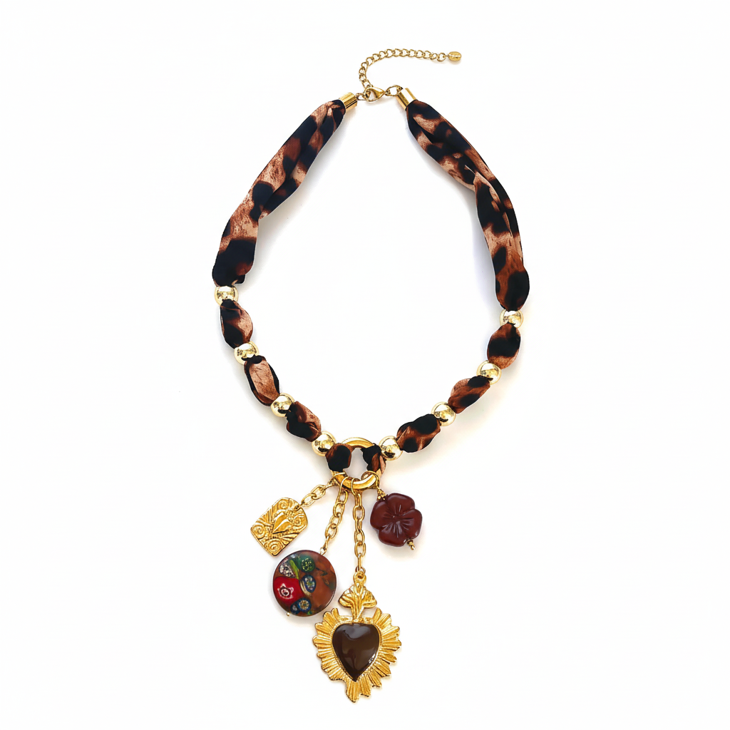 Collier Léopard Pendentif Cœur